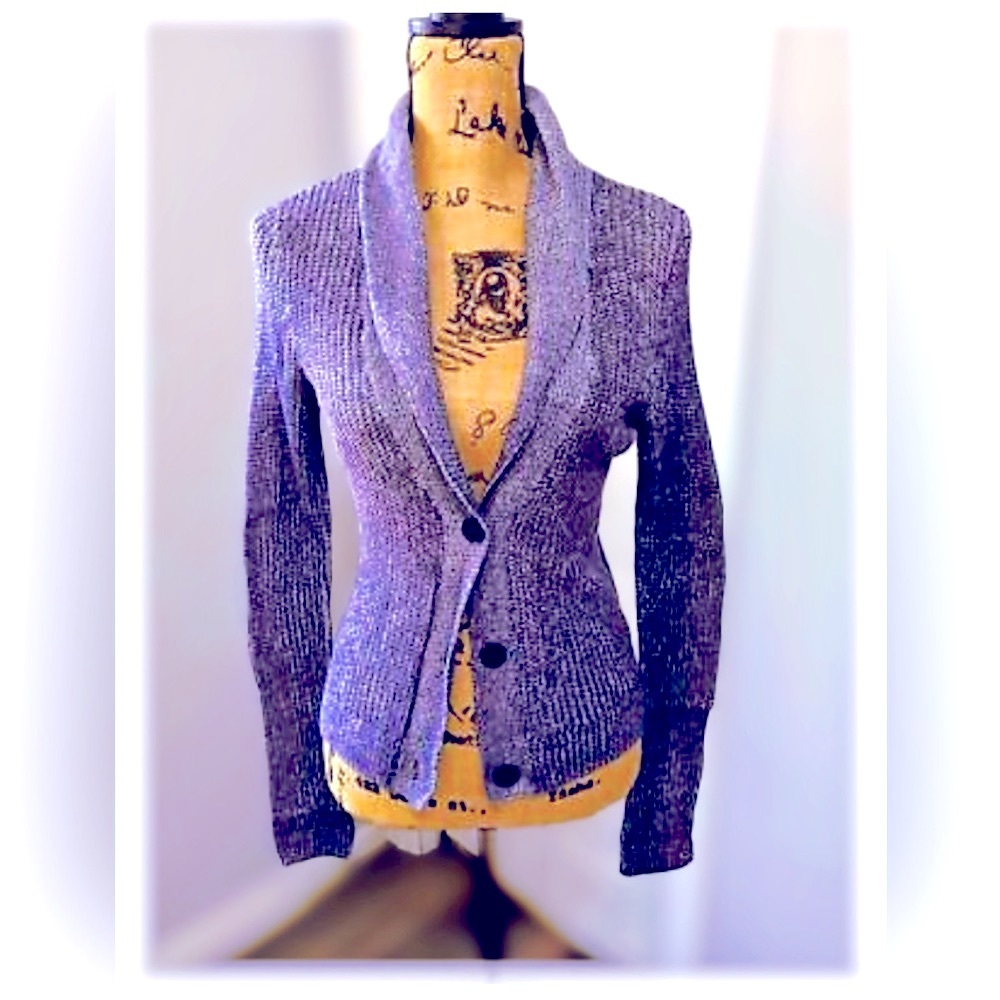 AEO Women’s Cotton-Blend Purple Knit Classic 3-Button-up Cardigan Sweater XS NWT